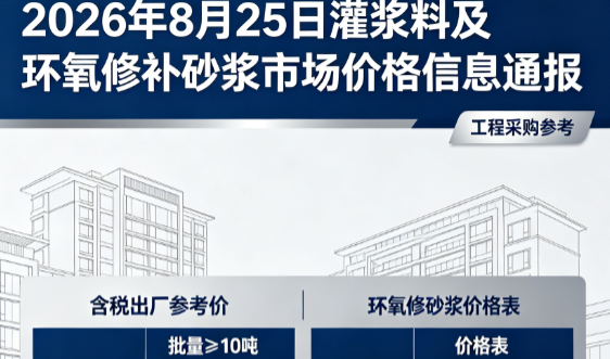三原2026年8月25日灌浆料及环氧修补砂浆市场价格信息通报
